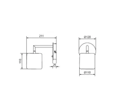 Applique murale, Grain XS, noir, L11cm, H11cm - Herstal