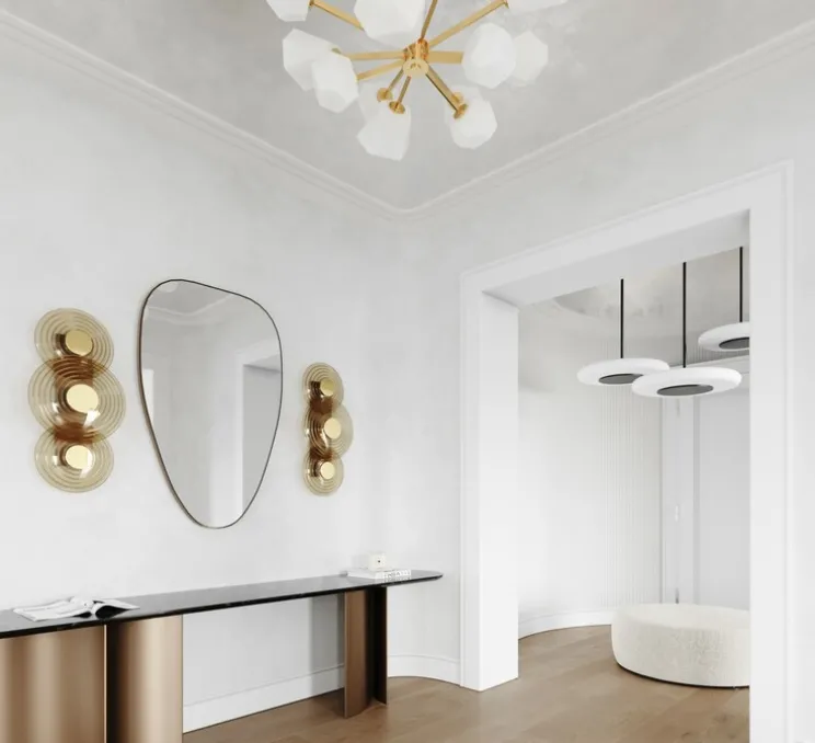 Applique murale, Griston, verre fumé, laiton, LED, dim, 2700K, 125 lm, Ø30,5cm, H65,5cm - Hudson Valley Lighting