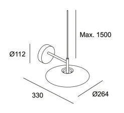 Applique murale, H, or mat, LED, 2700k, 553 lm, L26,4cm, H18cm - LEDs C4