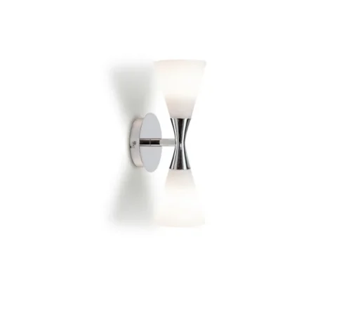 Applique murale, Harlekin Duo, chrome, Ø10,5cm, H32cm - Herstal