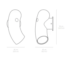 Applique murale, Hyphen droite, porcelaine naturelle, Ø16cm, H32cm - Darmes