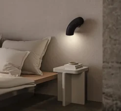 Applique murale, Hyphen droite, noir sablé, Ø16cm, H32cm - Darmes