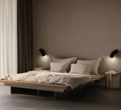 Applique murale, Hyphen droite, noir sablé, Ø16cm, H32cm - Darmes