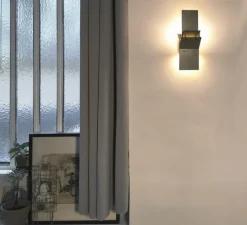 Applique murale, IDK, laiton brossé et ciré, LED, dim, 2700k, 400 lm, L10cm, H29,8cm - Ombre portée