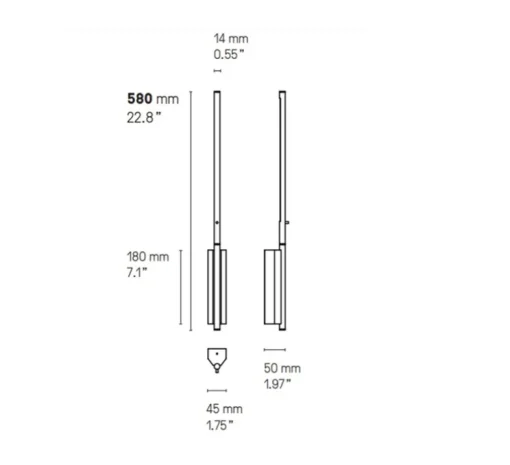Applique murale, IP LINK, graphite satiné, IP44, L5cm, H58cm - Cvl