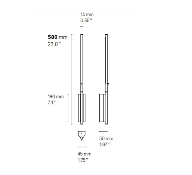 Applique murale, IP LINK, graphite satiné, IP44, L5cm, H58cm - Cvl