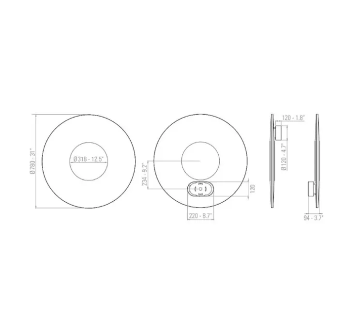 Applique murale, Iris 80, blanc, LED, dim, 2700K, 7350 lm, L78cm, P12cm - Dix heures dix