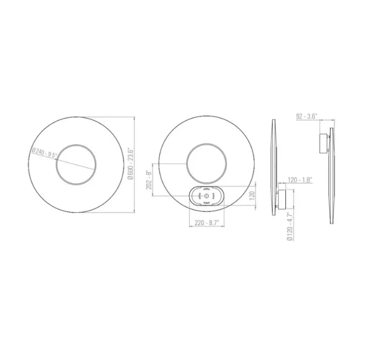 Applique murale, Iris 60, blanc, LED, dim, 2700K, 5250 lm, L60cm, P9,2cm - Dix heures dix