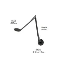 Applique murale, John, noir, LED, dim, 3500K, 850 lm, Ø12cm, H55cm - GRAU