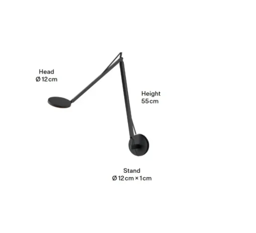 Applique murale, John, noir, LED, dim, 3500K, 850 lm, Ø12cm, H55cm - GRAU