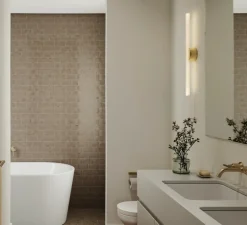 Applique murale, KILTER, laiton, IP44, LED, dim, 2700K, 375 lm, L17cm, H64cm - Tala