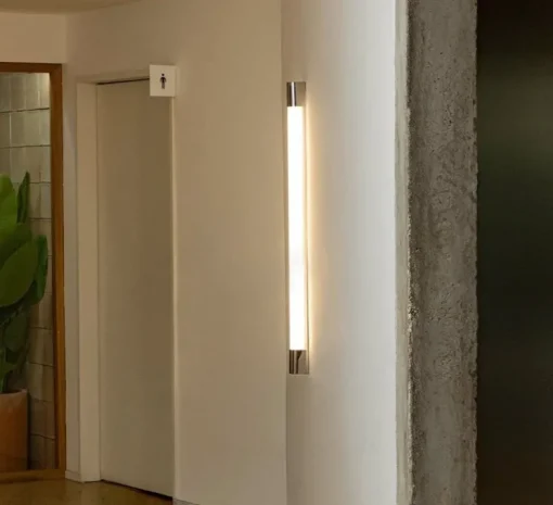 Applique murale, Kiva 1200, chrome, IP44, LED, 3000K, 1852 lm, L6,8cm, H120cm - Faro