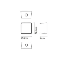 Applique murale, Lab 2 2020, graphite, IP65, LED, 2700K, 378 lm, L12,6cm, H12,6cm - Marset