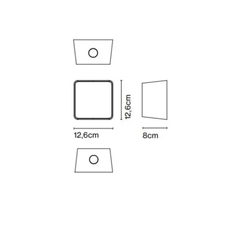 Applique murale, Lab 2 2020, graphite, IP65, LED, 2700K, 378 lm, L12,6cm, H12,6cm - Marset
