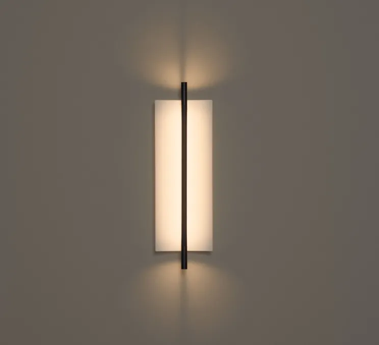 Applique murale, Lamina 45, noir et blanc, LED, dim, 2700K, 375 lm, L18cm, H58,7cm - Santa & Cole