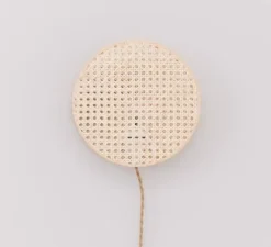 Applique murale, Lampe à poser, Moon 25, cannage naturel, Ø25cm, H8cm - an°so