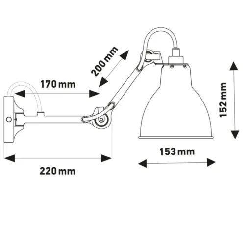 Applique murale, Lampe Gras N°204, noir, L37,3cm, H15,2cm - DCW Editions