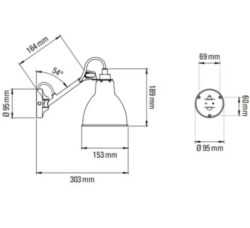 Applique murale, Lampe Gras N°104, laiton, L15,3cm, H18,9cm - DCW éditions Paris