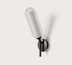 Applique murale, Lari, A1333, noir mat, cuir noir, IP44, LED, dim, 2700K, 900 lm, L10cm, H33cm - Aromas del Campo