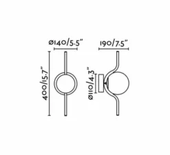 Applique murale, LE VITA, or, LED, 2700, 570lm, L14cm, H40cm - Faro