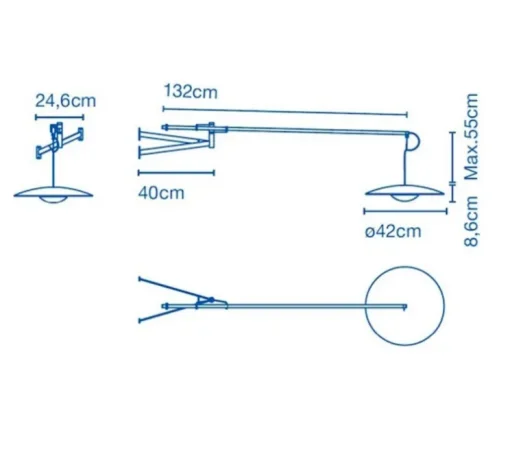 Applique murale, LED, 2700k, 698lm, pivotante, Ginger A XL 42, avec interrupteur, wengé, L132cm - Marset