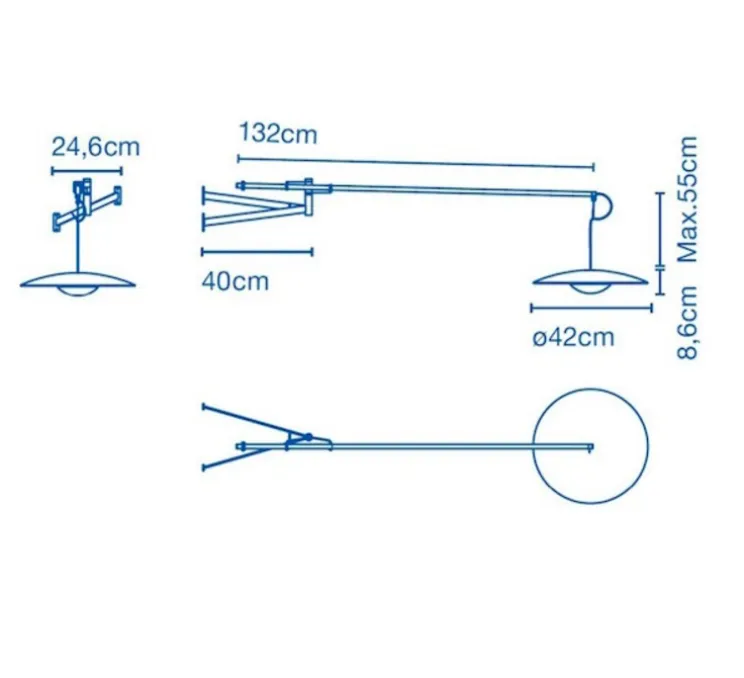 Applique murale, LED, 2700k, 698lm, pivotante, Ginger A XL 42, avec interrupteur, wengé, L132cm - Marset