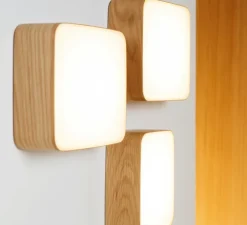 Applique murale LED ou plafonnier, Cube, S, chêne, 440lm, 3000K, dimmable, L22cm, H16,5cm - TUNTO