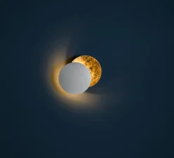 Applique murale, Lederam W, blanc, or, LED, dim, 2700K, 1550 lm, Ø17cm, H17cm - Catellani & Smith