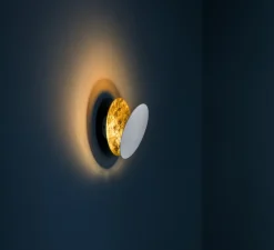 Applique murale, Lederam W, blanc, or, LED, dim, 2700K, 1550 lm, Ø17cm, H17cm - Catellani & Smith