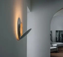 Applique murale, Lederam W25, blanc et laiton, LED, dim, 2700K, 1550 lm, Ø25cm, H25cm - Catellani & Smith