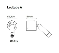 Applique murale, Ledtube A, bronze, LED, 2700K, 226 lm, L6,5cm, H6,5cm - Marset