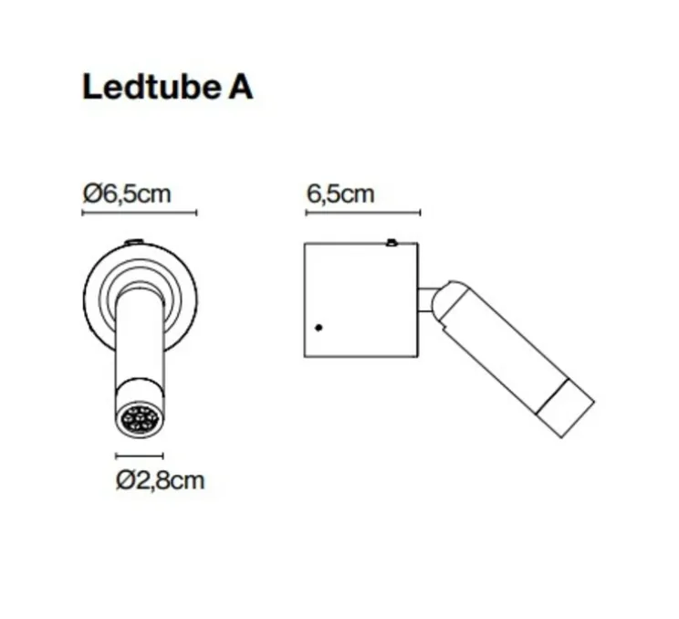 Applique murale, Ledtube A, bronze, LED, 2700K, 226 lm, L6,5cm, H6,5cm - Marset