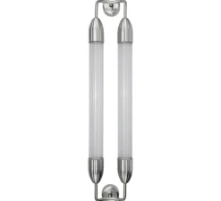 Applique murale, Lemon squeeze double long, acier poli, verre opalin, L18,5cm, H94cm - Umage