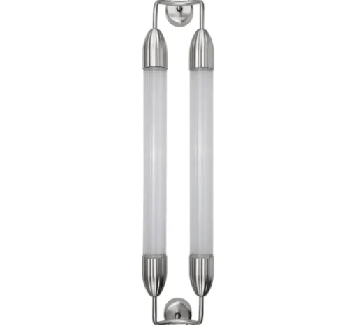 Applique murale, Lemon squeeze double long, acier poli, verre opalin, L18,5cm, H94cm - Umage