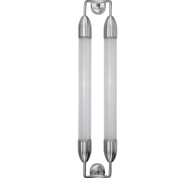 Applique murale, Lemon squeeze double long, acier poli, verre opalin, L18,5cm, H94cm - Umage