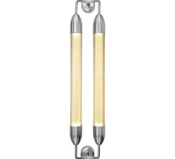 Applique murale, Lemon squeeze double long, acier poli, verre opalin, L18,5cm, H94cm - Umage