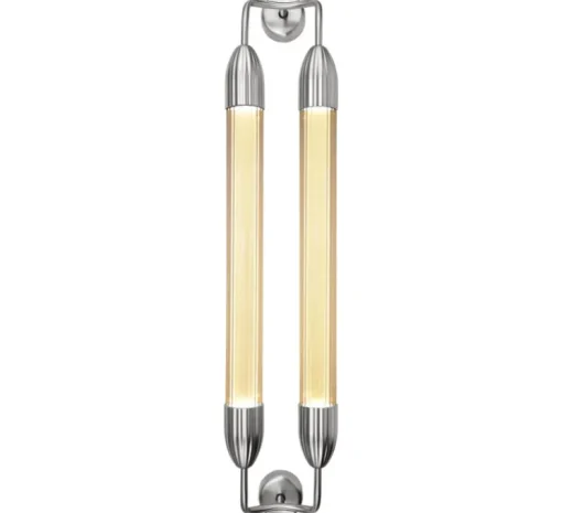 Applique murale, Lemon squeeze double long, acier poli, verre opalin, L18,5cm, H94cm - Umage
