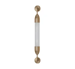 Applique murale, Lemon squeeze single short, laiton, verre opalin, L8cm, H77cm - Umage