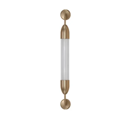 Applique murale, Lemon squeeze single short, laiton, verre opalin, L8cm, H77cm - Umage