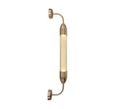 Applique murale, Lemon squeeze single short, laiton, verre opalin, L8cm, H77cm - Umage