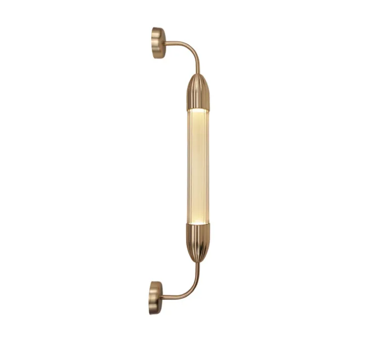 Applique murale, Lemon squeeze single short, laiton, verre opalin, L8cm, H77cm - Umage