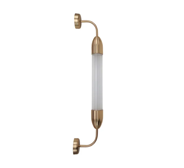 Applique murale, Lemon squeeze single short, laiton, verre opalin, L8cm, H77cm - Umage