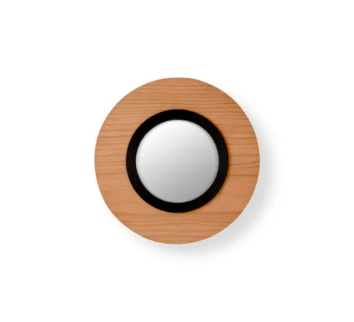 Applique murale, Lens Circular, bois naturel de cerisier, noir, LED, 3000K, 160lm, L24,5cm, H24,5cm - LZF