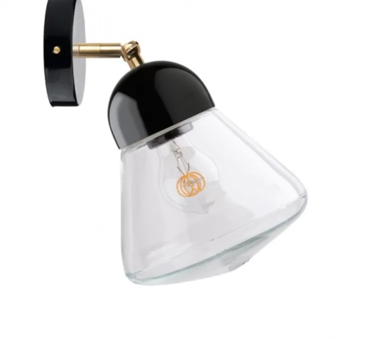 Applique murale, Light.036, avec glass028, noir, Ø18cm, H16cm - Zangra