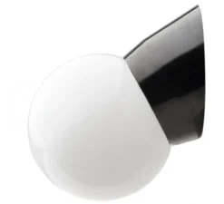 Applique murale, Light.072, avec glass006, noir, Ø14,5cm, H20,5cm - Zangra