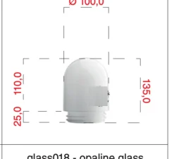Applique murale, Light.036, avec Glass018, blanc, L15cm, H20cm - Zangra