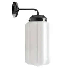 Applique murale, light.128, glass L.004, noir, opalin, IP21, Ø17cm, H43,5cm - Zangra