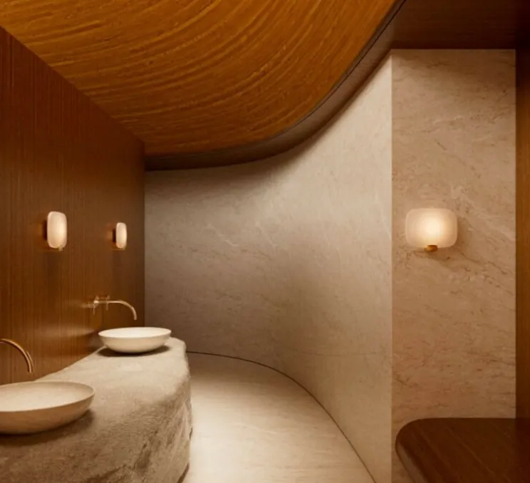 Applique murale, Light Me Tender Horizontal, verre, or, IP44, LED, dim, 2700K, 1430 lm, L30cm, H25cm - DCW éditions Paris