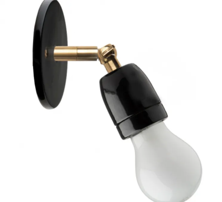 Applique murale, Light.036, porcelaine noire, Ø13cm, H13cm - Zangra