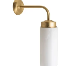 Applique murale, Light.o.101, avec Glass022, laiton, verre opalin, IP43, L10cm, H39cm - Zangra
